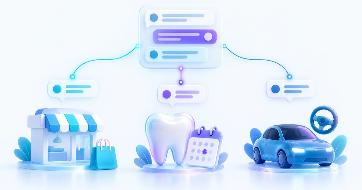 Chatbot παραδείγματα — e-shop, οδοντιατρείο και σχολή οδηγών συνδεδεμένα με ένα AI chatbot
